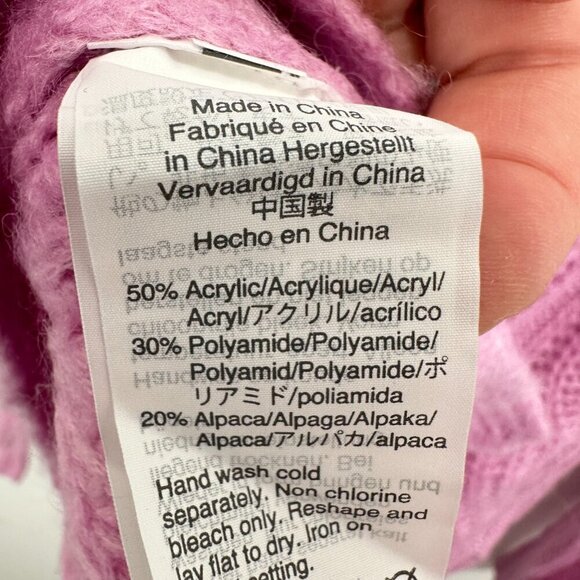 J. Crew Women's XS Sweater Pointelle Cable Knit Pink Alpaca Blend Mockneck - Picture 3 of 6